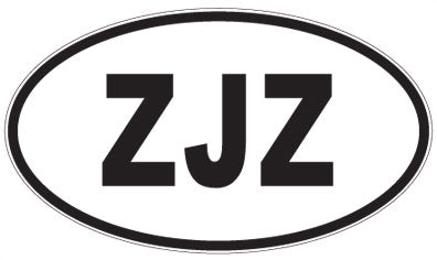 ZJZ - 3 Letter Initials Oval Sticker