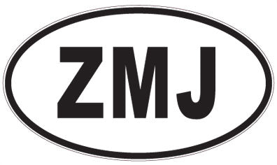 ZMJ - 3 Letter Initials Oval Magnet