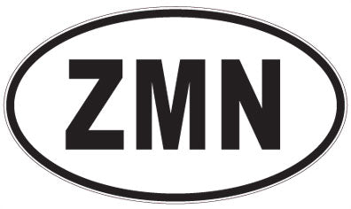 ZMN - 3 Letter Initials Oval Sticker