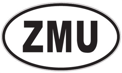 ZMU - 3 Letter Initials Oval Sticker