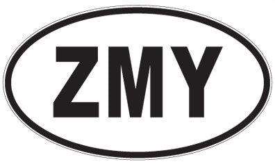 ZMY - 3 Letter Initials Oval Magnet