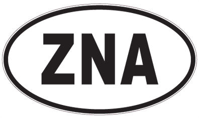ZNA - 3 Letter Initials Oval Sticker