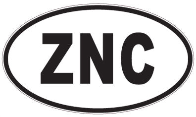 ZNC - 3 Letter Initials Oval Magnet