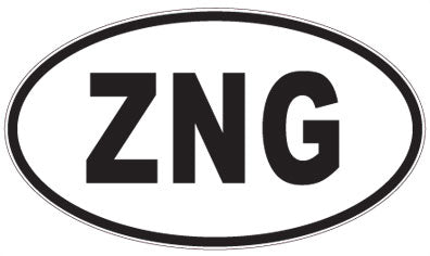 ZNG - 3 Letter Initials Oval Sticker
