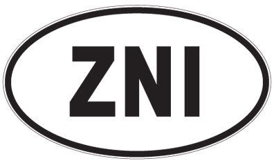 ZNI - 3 Letter Initials Oval Sticker