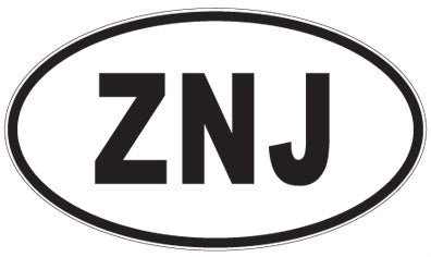 ZNJ - 3 Letter Initials Oval Magnet
