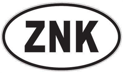 ZNK - 3 Letter Initials Oval Sticker