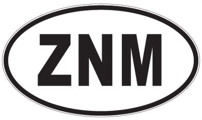 ZNM - 3 Letter Initials Oval Sticker