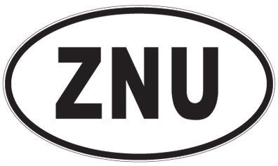 ZNU - 3 Letter Initials Oval Magnet