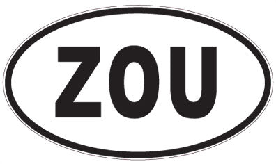ZOU - 3 Letter Initials Oval Sticker