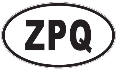 ZPQ - 3 Letter Initials Oval Sticker