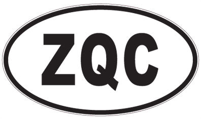 ZQC - 3 Letter Initials Oval Sticker