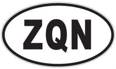 ZQN - 3 Letter Initials Oval Sticker