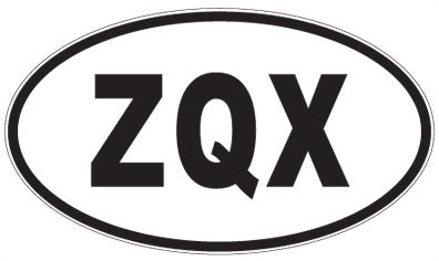 ZQX - 3 Letter Initials Oval Sticker