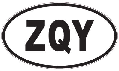 ZQY - 3 Letter Initials Oval Magnet
