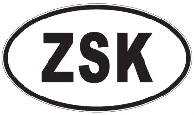 ZSK - 3 Letter Initials Oval Sticker