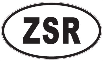 ZSR - 3 Letter Initials Oval Sticker