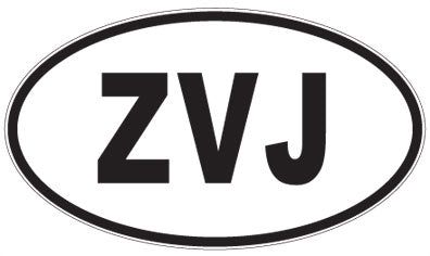 ZVJ - 3 Letter Initials Oval Sticker