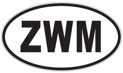 ZWM - 3 Letter Initials Oval Sticker