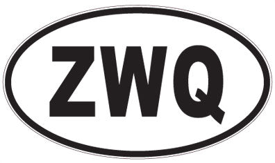 ZWQ - 3 Letter Initials Oval Sticker