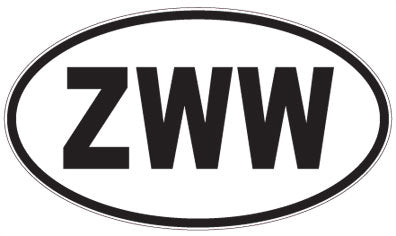 ZWW - 3 Letter Initials Oval Sticker