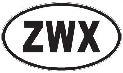 ZWX - 3 Letter Initials Oval Sticker