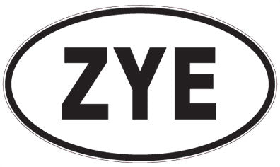 ZYE - 3 Letter Initials Oval Sticker