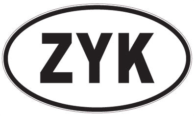 ZYK - 3 Letter Initials Oval Sticker