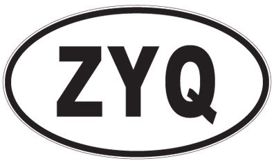 ZYQ - 3 Letter Initials Oval Magnet