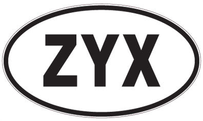 ZYX - 3 Letter Initials Oval Sticker