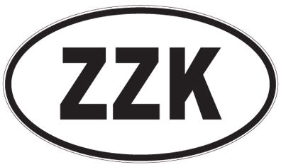 ZZK - 3 Letter Initials Oval Sticker