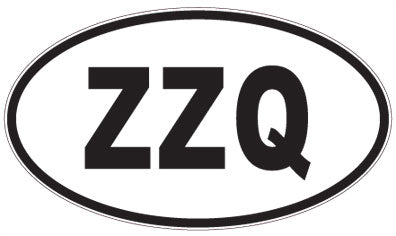 ZZQ - 3 Letter Initials Oval Sticker