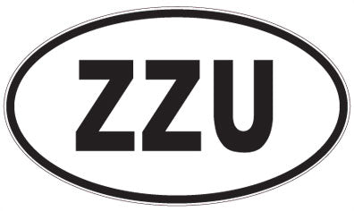 ZZU - 3 Letter Initials Oval Sticker