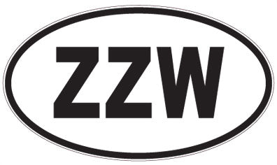 ZZW - 3 Letter Initials Oval Magnet